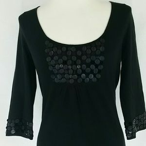 Ann Taylor black shirt with circle embellishments